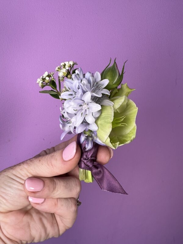 Boutonniere with purple hyacinth